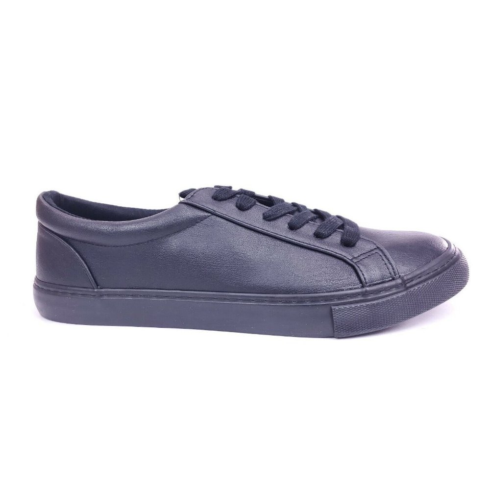 ASOS Design Black Faux Leather Trainers Sneakers Size UK 10 US 11